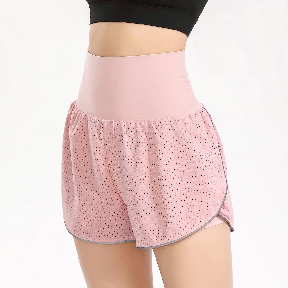 Women 2-in-1 Yoga Shorts High Waist Wide Waistband