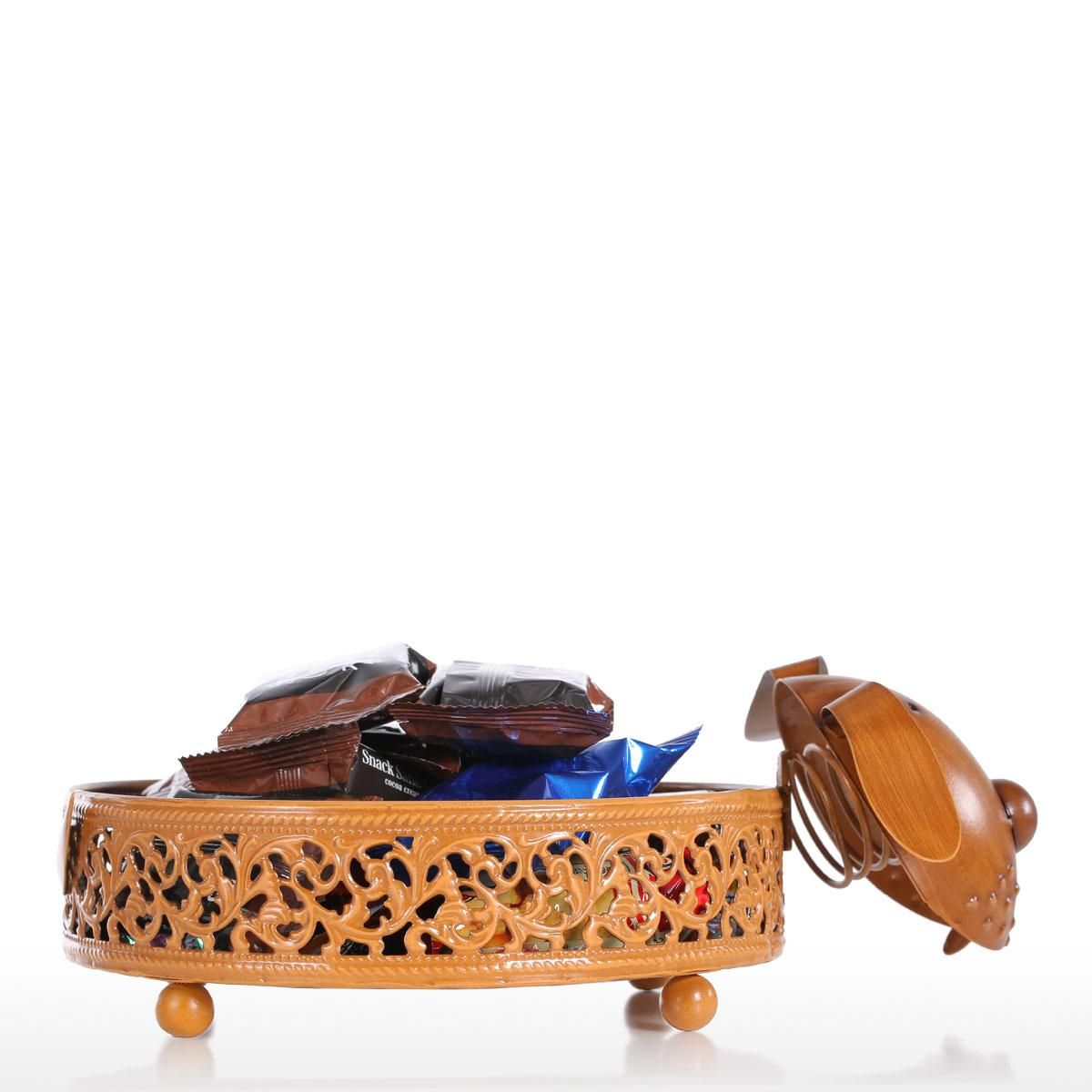 Puppy Storage Plate Iron Sculpture Animal Figurine Creative Storage Box Practical Ornament Craft Gift