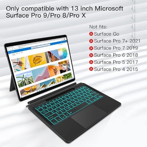 Surface Pro X  Pro 8  Pro 9 Signature Bluetooth Keyboard With Backlit Display