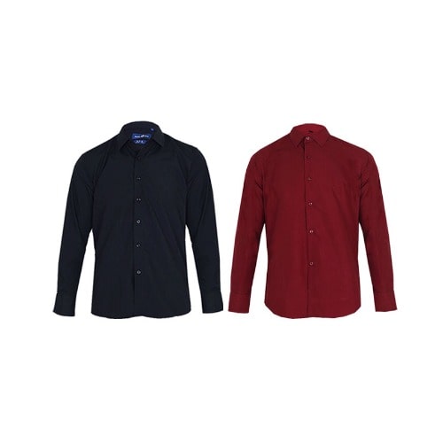 Classic Men's Formal Fit Shirts-wine & Black