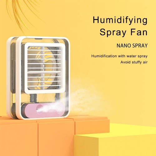 USB Rechargeable Mini Air Cooler - Water Cooling Fan With Speed Spray Humidifier