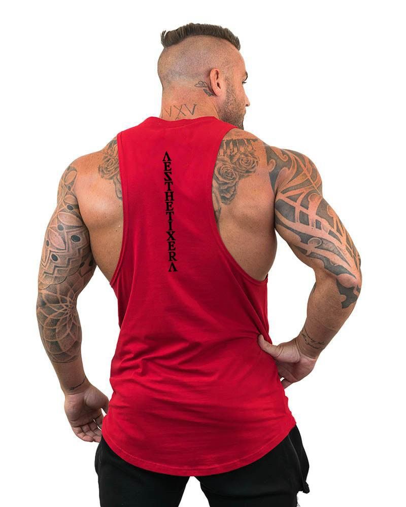 Muscleguys Brand Gyms Clothing Fitness Hooded Tank Top Men Bodybuilding Stringer Tanktop Workout Singlet Sleeveless Hoodie Shirt(#red64) SHA