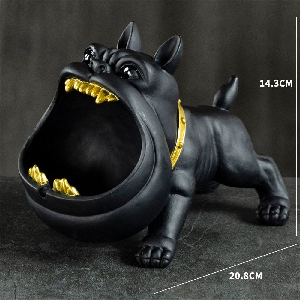 Creative Bulldog Ashtray Cartoon Animal Snack Key Storage Box Dog Ceramic Crafts Living Room Desktop Home Decoration Men Gift