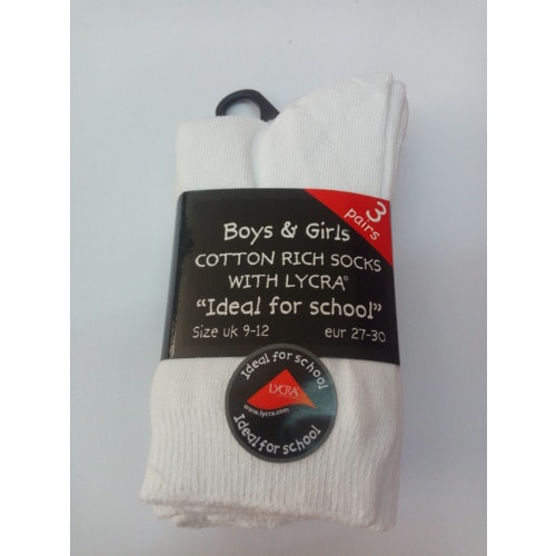 Lycra 3 Pair Lycra Socks- White