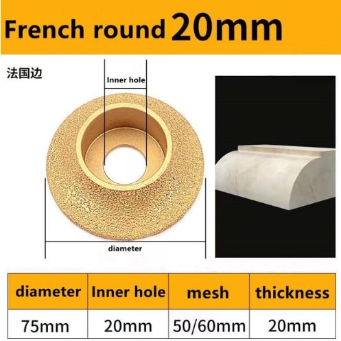 Demi-bullnose Diamond Grinding Wheel Stone Disc For Granite And Marble - 20mm