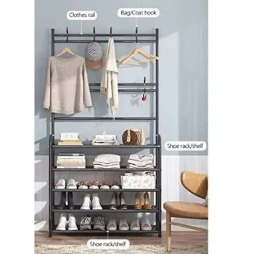 2 In 1 Multifunctional Cloth Hanger And Shoe Rack