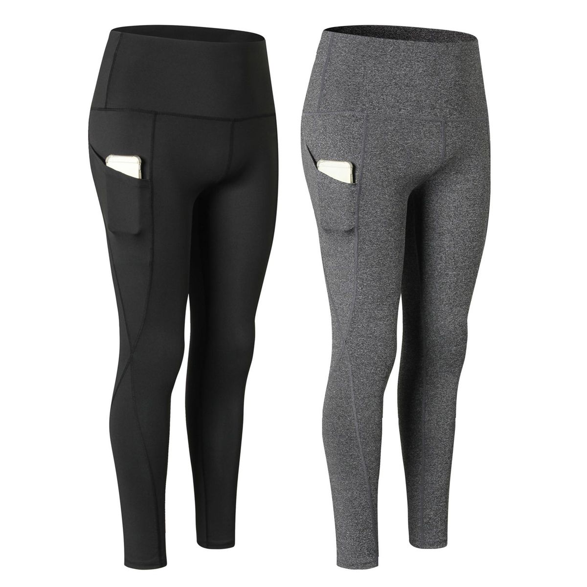 2pcs Women Yoga Pants with Pockets Quick Dry High Waist Workout Leggings Running Pants