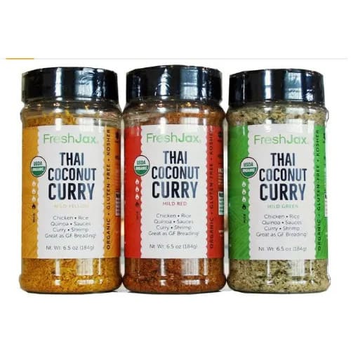 Freshjax Gourmet Thai Coconut Curry Yellow, Red And Green 6.5 Oz