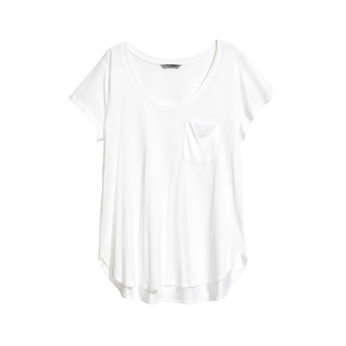 Front Pocket Jersey Top- White