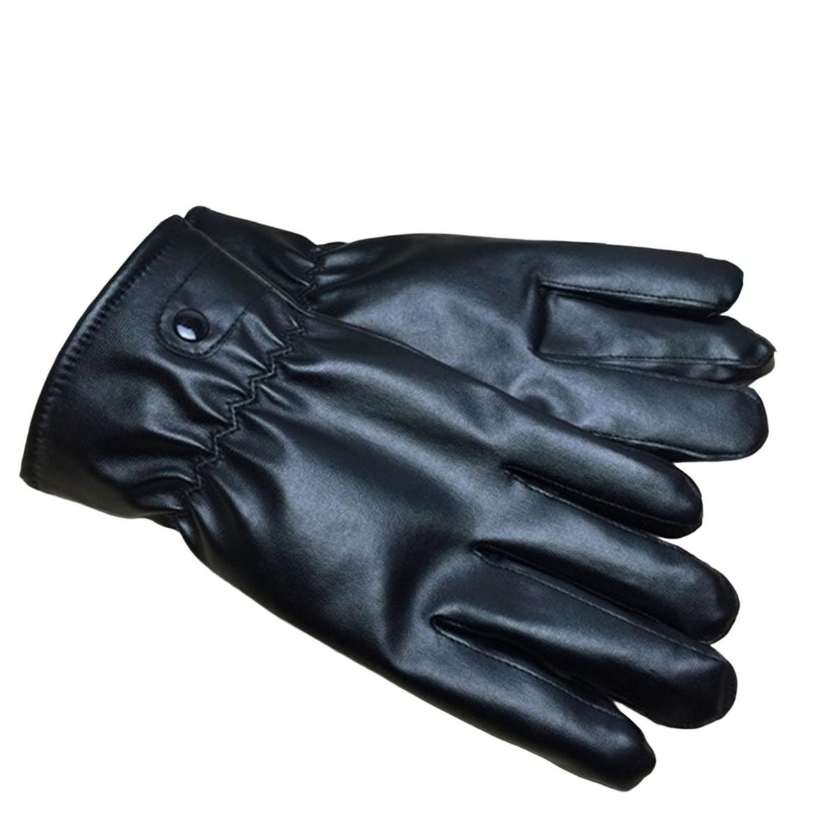 1 Pair Winter Adults Faux Leather Black