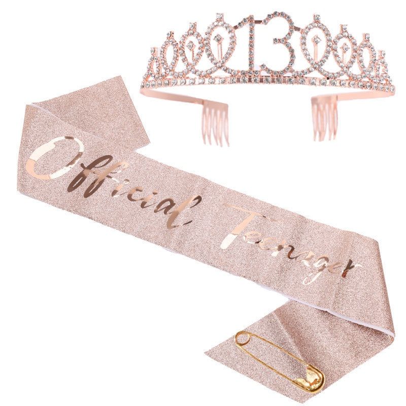 Birthday Girl Queen Satin Sash Crystal Crown For Women Kids Birthday Decorations DIY Party Supplies 13th New