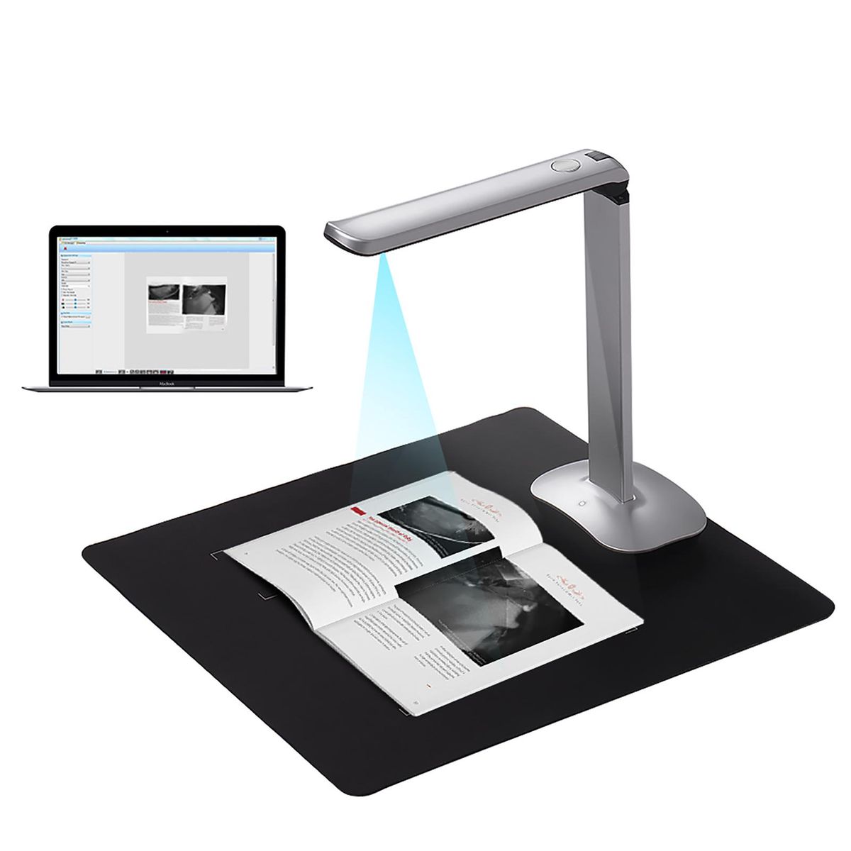F50 Foldable HD High Speed USB Book Image Document Camera Scanner 15 Mega-Pixels A3 & A4 Scanning Size with LED Light for Classroom Office Library Bank for Windows
