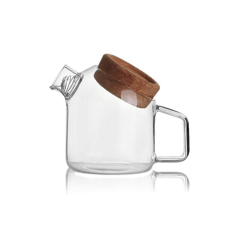 Glass Cork Lid Teapot, Style:Small Button