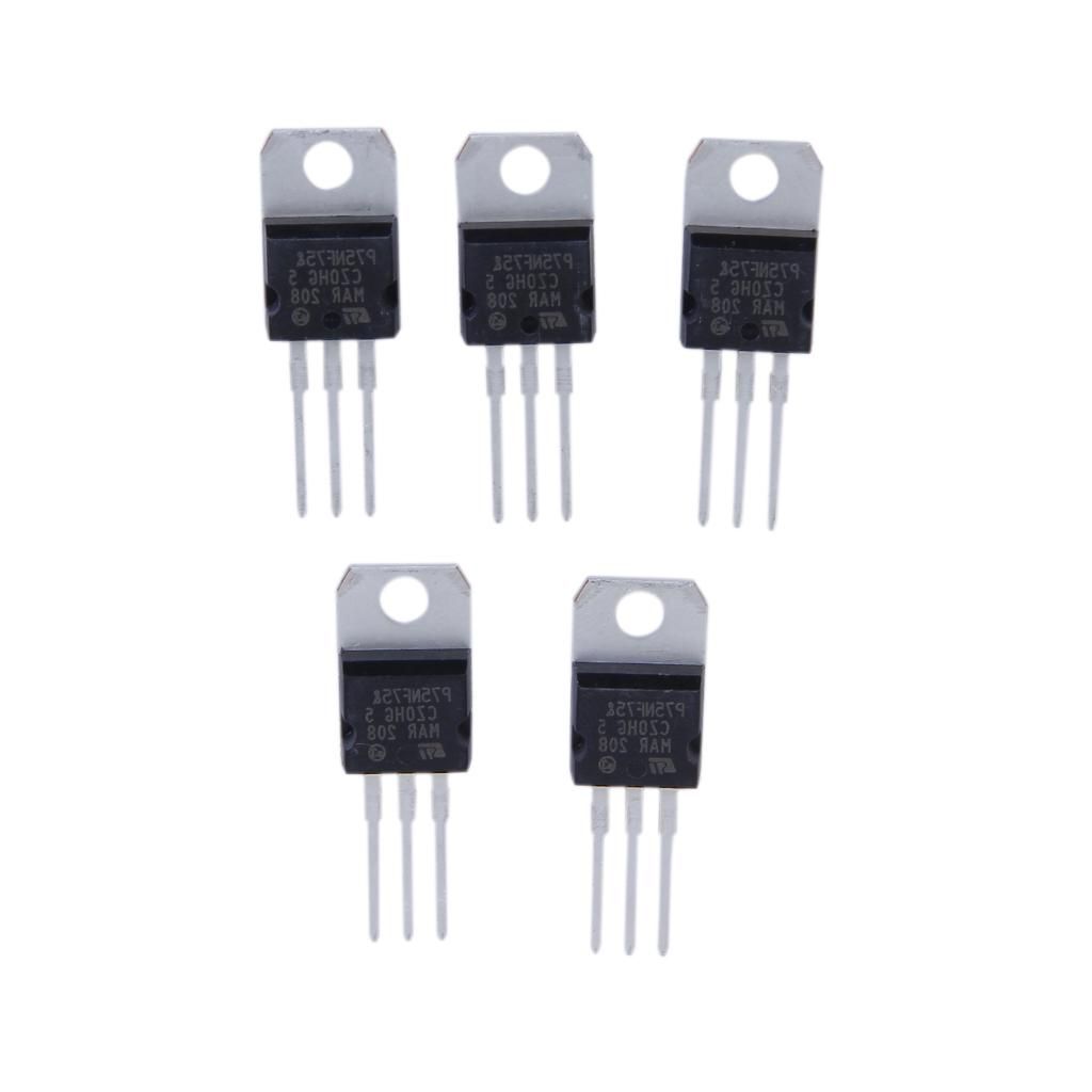 Pack Of 75v Power MOSFET P75nf75 80a 5pcs Channel N To 220