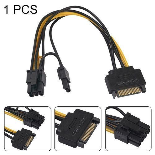 15Pin SATA Male To 8pin(6+2) PCI-E Male Video Card Power Supply Adapter Cable