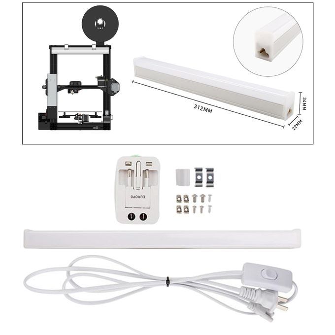 3D Printer LED Tube Night Light Kit With Switch Cable For CR-10 ENDER