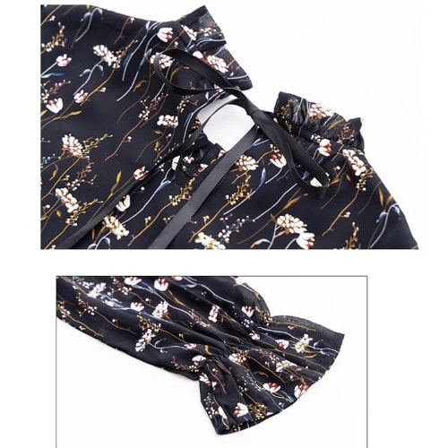 Floral Print Blouse- Black