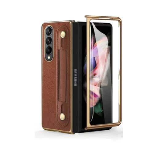 Lightweight Pouch Back Phone Cover For Samsung Galaxy Z Fold 4 - Brown
