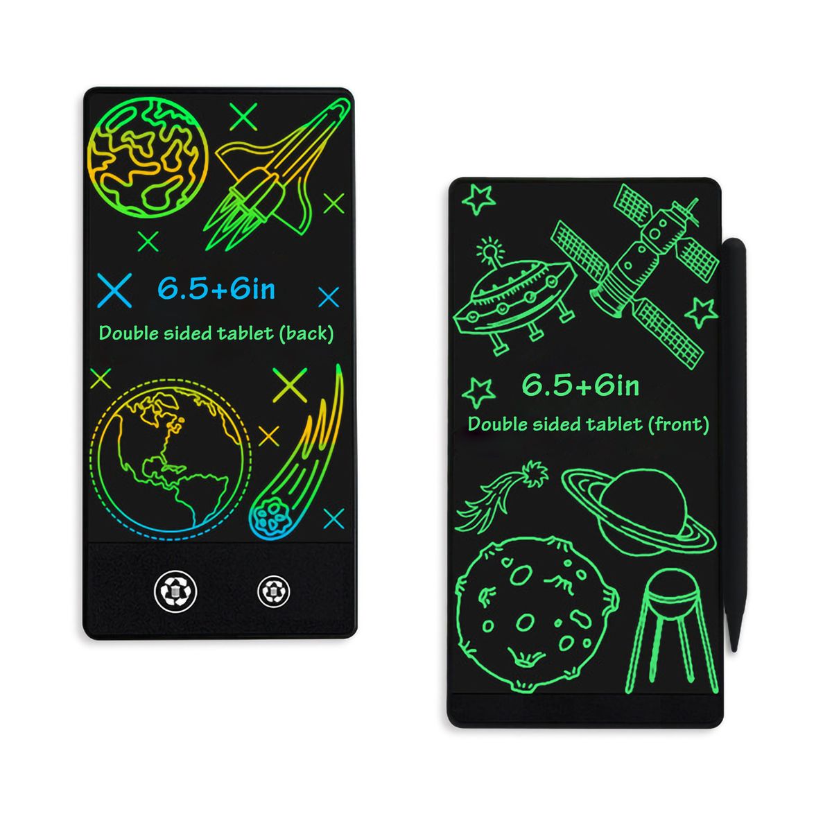 6.5 Inch Double-sided LCD Writing Tablet Full Screen With 2