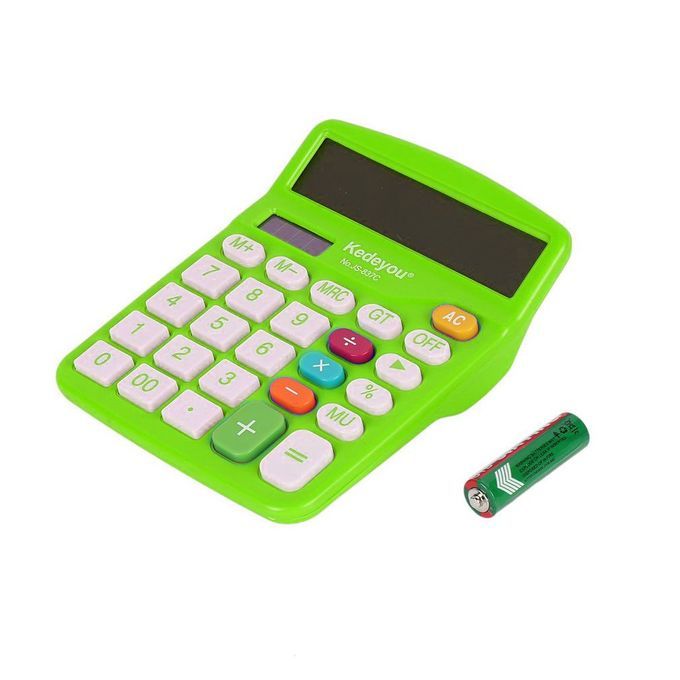 Fashionable Office  Large Screen Color Solar Calculator Green