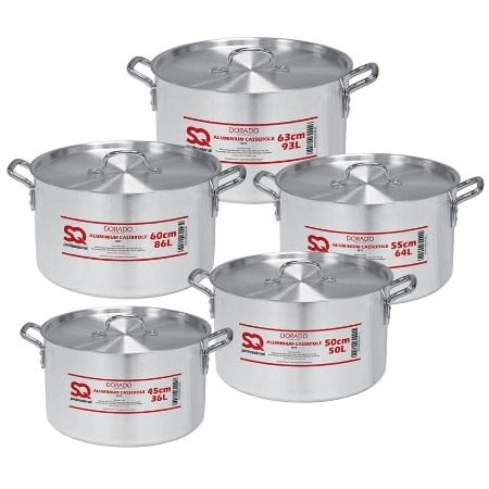 Galaxis Dorado Aluminium Casserole Set 5pc With Lids 45-63 Cm