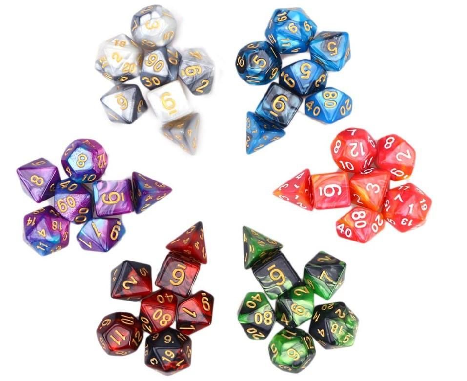 Cross-border cargo lake TRPG multi-faceted dice combination set two-color dice 6 sets with 6 velvet bags two-color