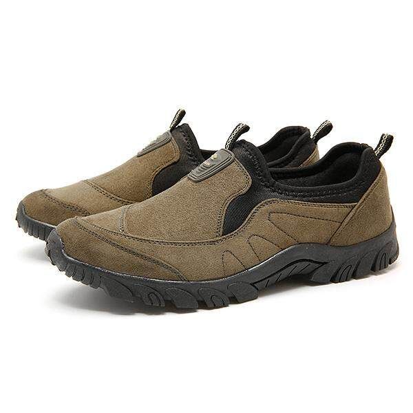 Men Canvas Elastic Slip On Light Weight Sports Outdoors Walking Shoes Sneakers Brown {43}