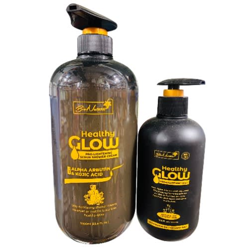Bio Nature Healthy Glow Pro Lightening Scrub Shower Cream 1000ml And Body Lotion 400ml