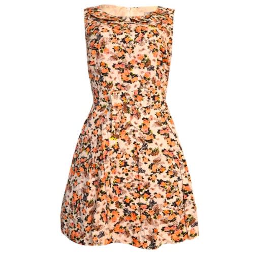 Broderie Fit And Flare Dress - Brown