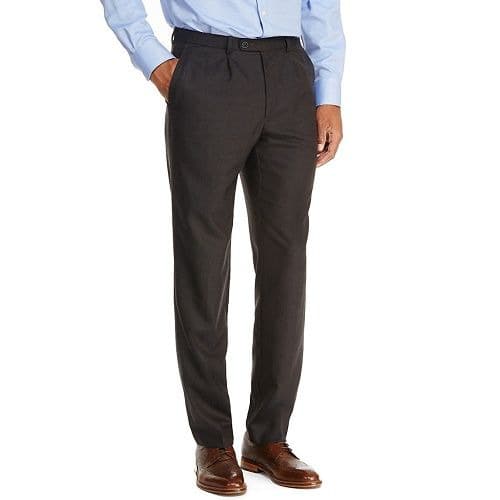 Wool Blend Slim Fit Striped Trousers-Chocolate