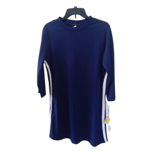 High Neck Dress- 2 White Strip By Side 3/4 Sleeve