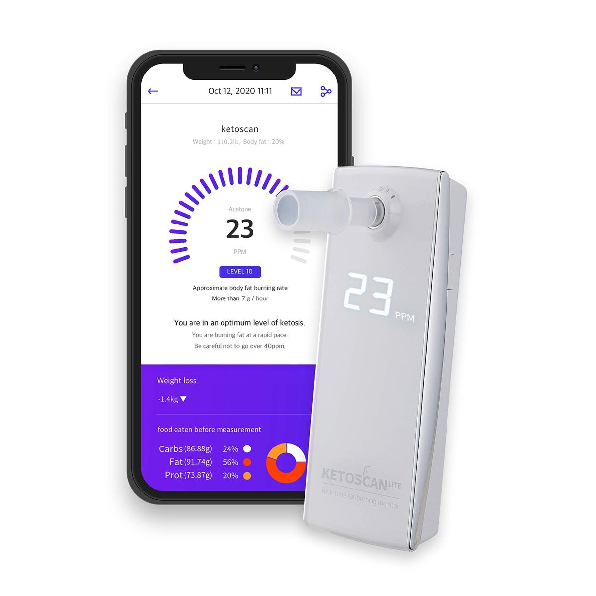Lite Breath Ketone Meter, Diet & Fitness Tracker