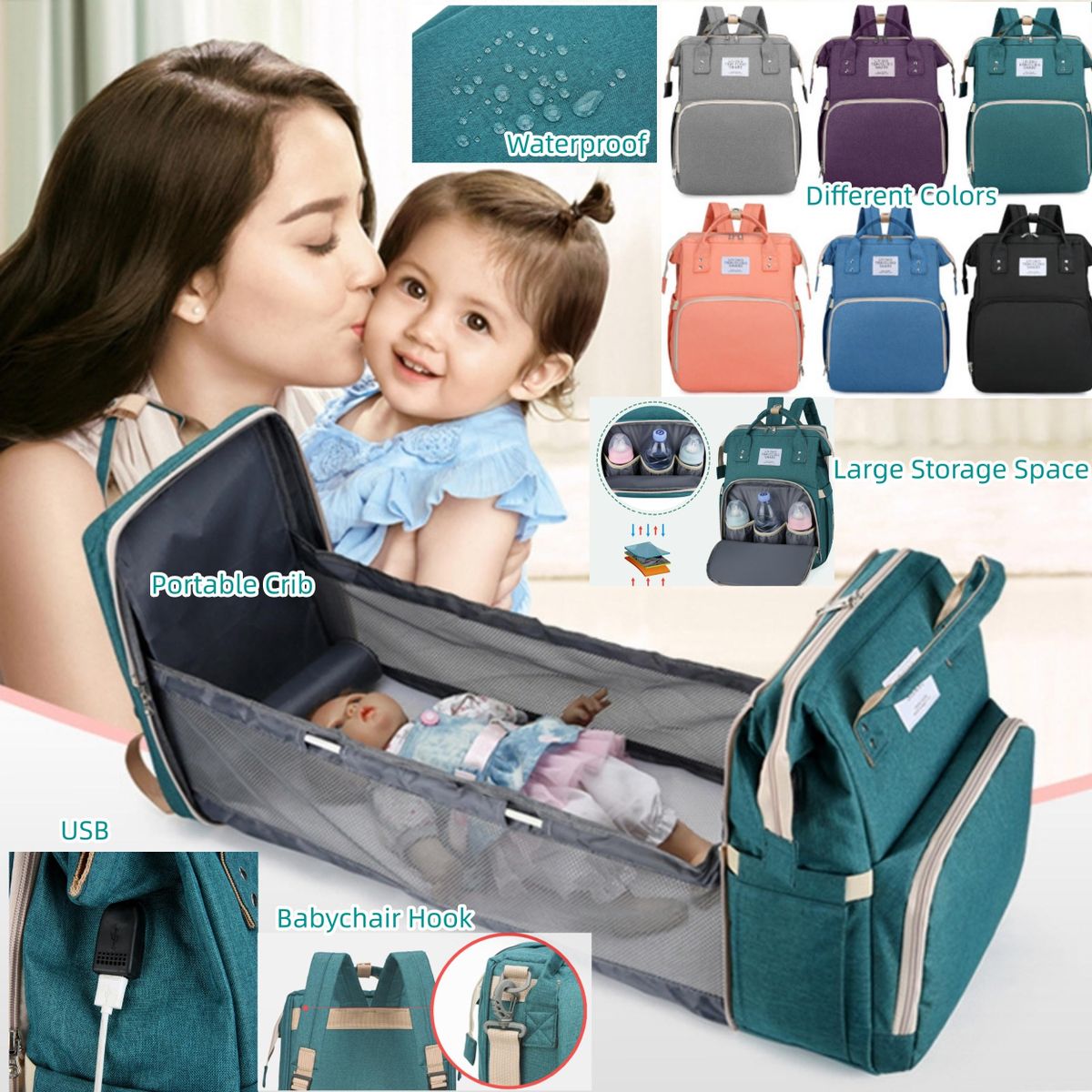 Mommy Bag Outdoors Portable Maternity Baby Backpack-Navy