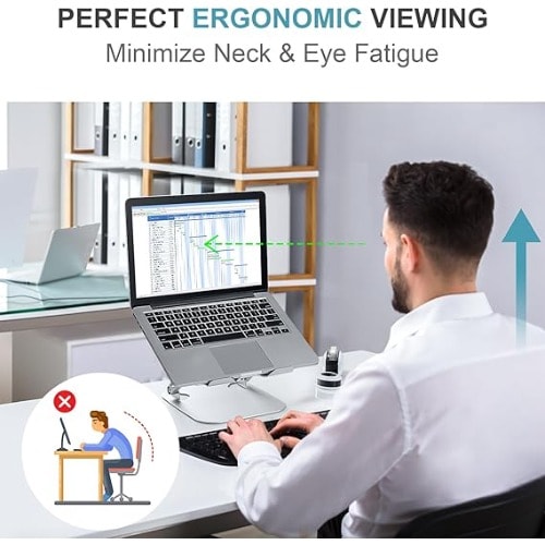 15.9" Foldable Laptop Holder With Cooling Fan - Adjustable Ergonomic Laptop Stand