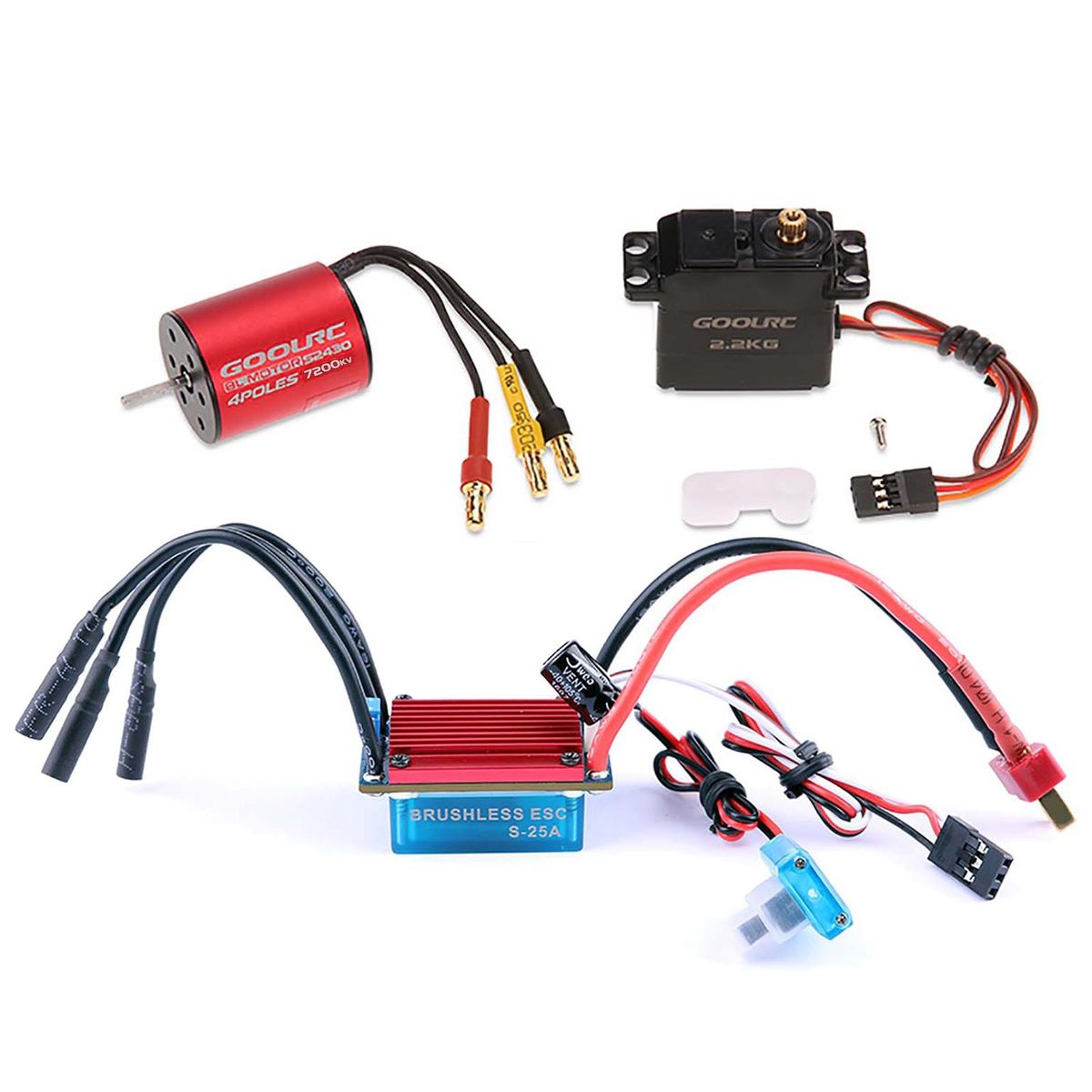 GoolRC S2430 7200KV Brushless Motor 25A ESC 2.2kg Metal Gear Servo Combo Set for 1/14 1/16 1/18 RC Car