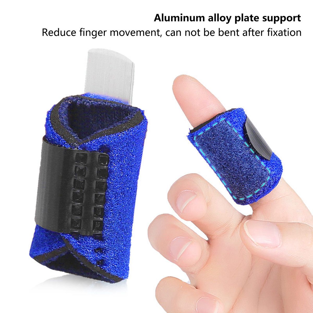 Finger Support Fracture Protector With Fastener Tape Blue