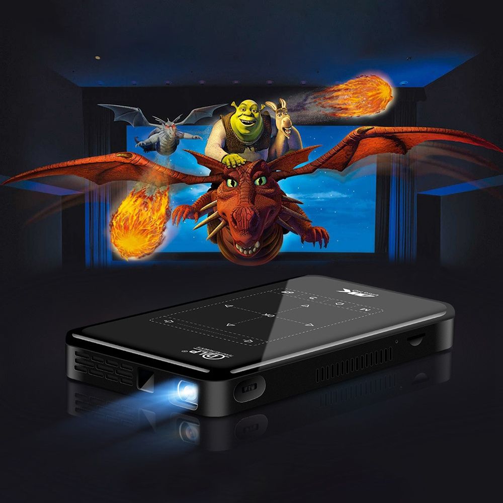 P9II Portable 4K Ultra HD DLP Mini Projector(Black)