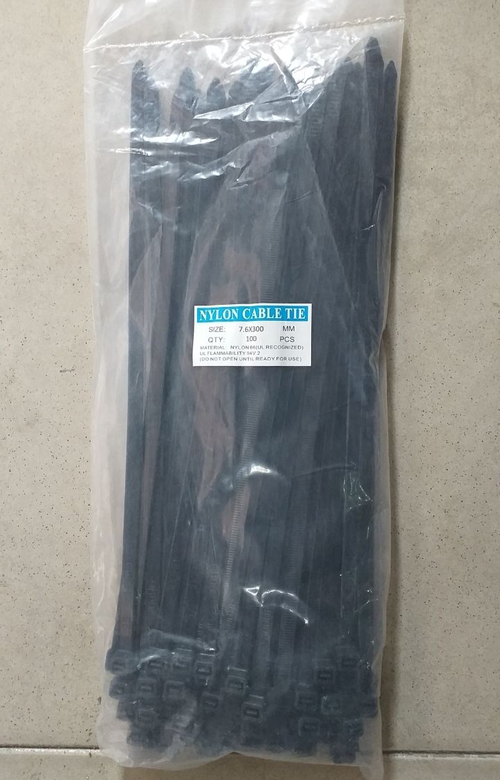 SELF-LOCKING NYLON CABLE TIE, 7.6*300MM BLACK