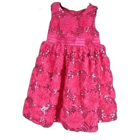 Girls' All Over Sequin Soutache Dress - Pink