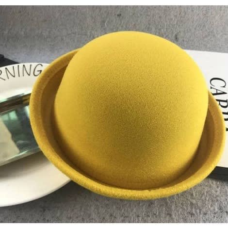 Unisex Suede Bowler Hat - Yellow