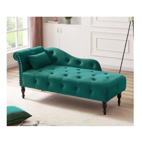 Tufted Lounge Sofa- Green Fabric