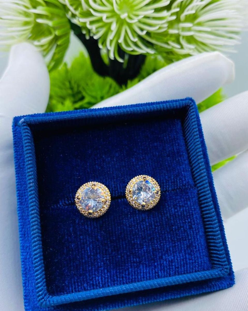 Original Sparkling Diamond Non Fading Gold Stud Earrings