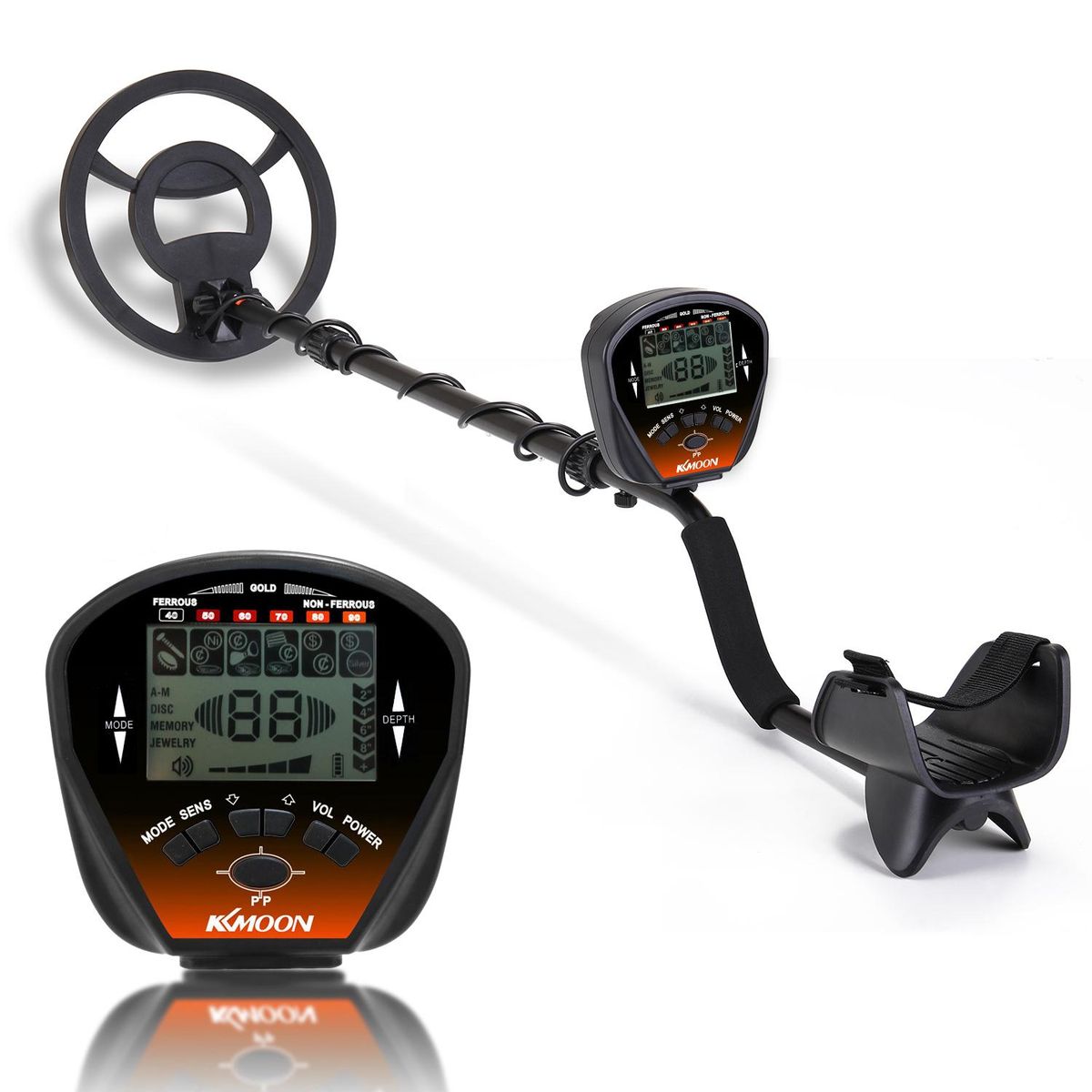 KKMOON MD810 Portable Easy Installation Underground Metal Detector High Sensitivity Jewelry Treasure Gold Metal Detecting Tool Finder with LCD Large Screen Display for Adults and Kids