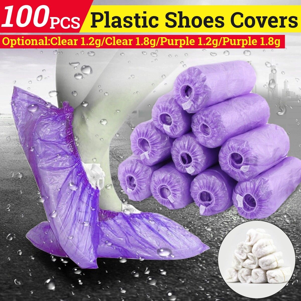 100Pcs Dustproof Unisex Plastic Shoe Overshoes Shoes Covers Boot Covers Transparent Thickening 1.8g