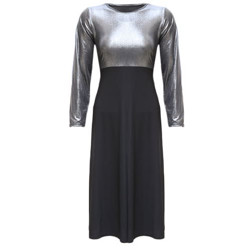 Embrossed Maxi Evening Dress-GREY