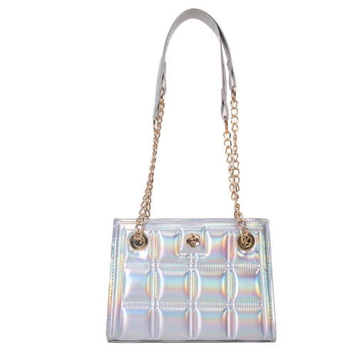 Plaid Embossed Chain Crossbody Bag