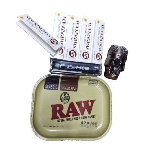 Skull Weed Grinder + Weed Roller Machine + 5 Booklets Of Rolling Smoking Paper + Ash Tray