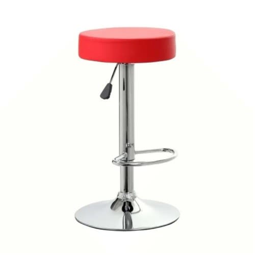 Round Bar Stool With Revolvable & Adjustable Height - Red
