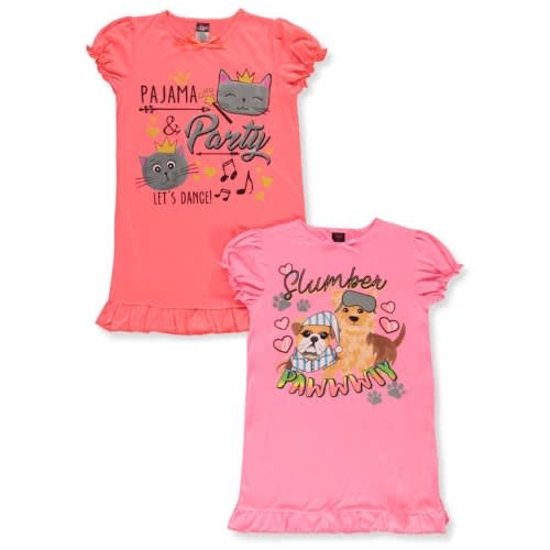Girls Slumber Pyjamas Paw Party Nightgown- 2pcs Set (size Run Small/short)