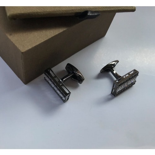 Iced Men's Steel Cuff Links - Black